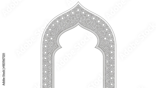 Intricate decorative archway design with detailed patterns, inspired by Islamic or Mughal architecture.