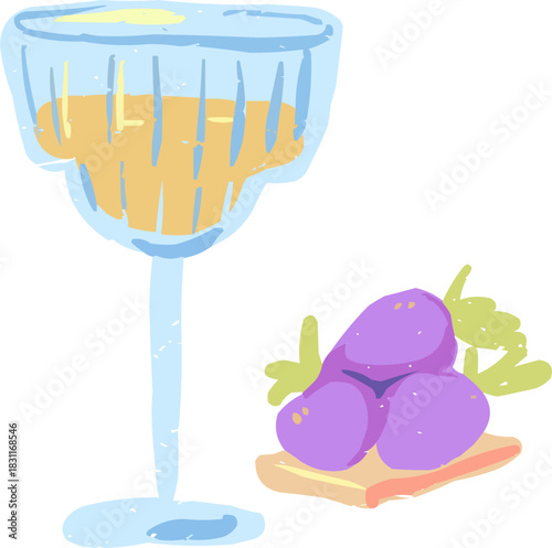 Doodle Glass Lemonade Spritz Cocktail with Fresh Strawberry