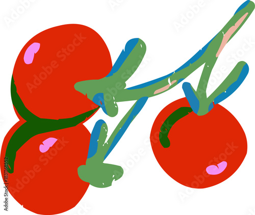 Hand-Drawn Textured Doodle Cherry Tomatoes Set