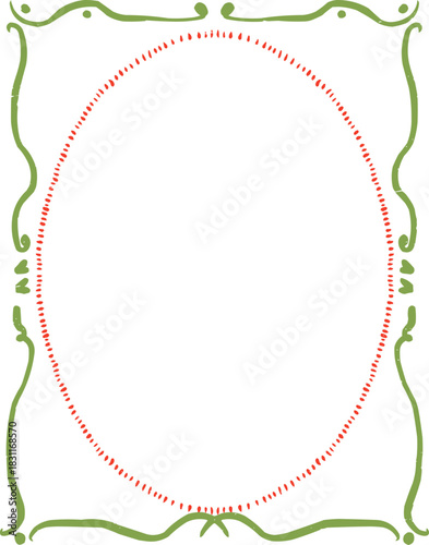 Textured Doodle Simple Vintage Oval Frame in Rectangle
