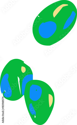 Simple Textured Doodle Isolated Green Olives