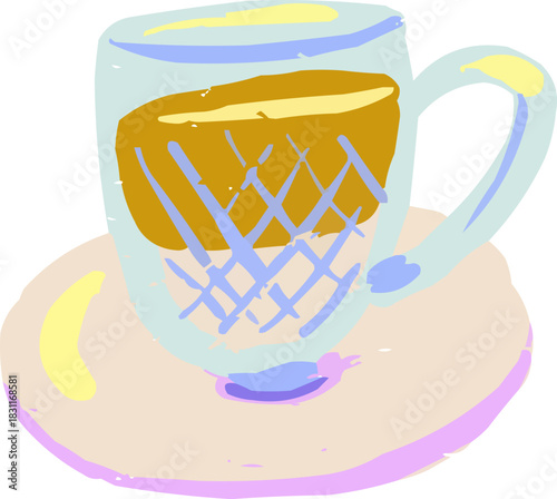 Simple Textured Doodle Isolated Latte Coffee Cup