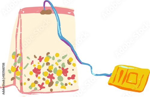 Textured Doodle Isolated Simple Tea Bag Element