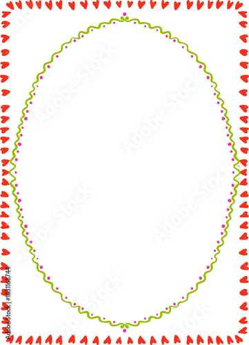 Rough Edges Doodle Vintage Oval Frame in Simple Rectangle