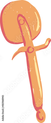 Textured Doodle Isolated Gold Pizza Cutter Knife