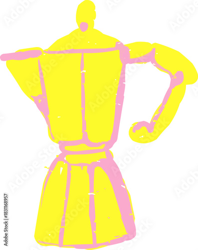 Textured Doodle Gold Italian Coffee Maker Moka Pot