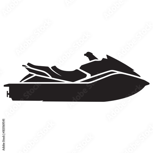 Black silhouette of a jet ski a personal watercraft vector illustration isolated on white background