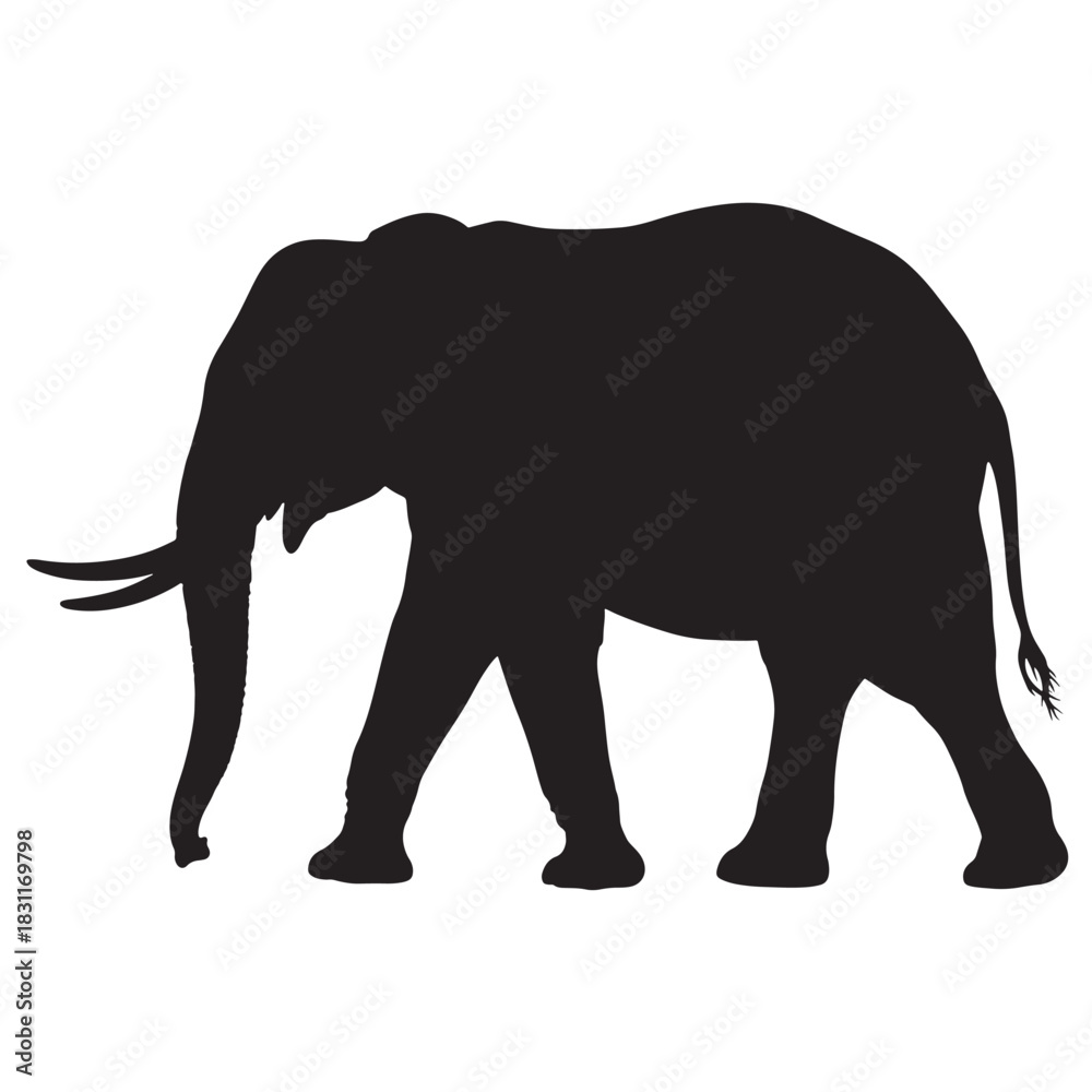Fototapeta premium Elegant elephant silhouette vector illustration of a large mammal isolated on white background