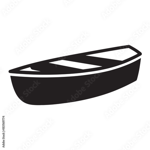 Simple rowboat vector icon flat design illustration of a small boat isolated on white background