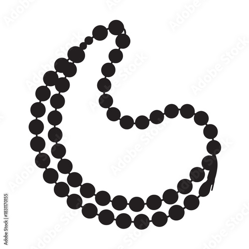 Vector illustration of prayer beads simple black and white design isolated on a white background