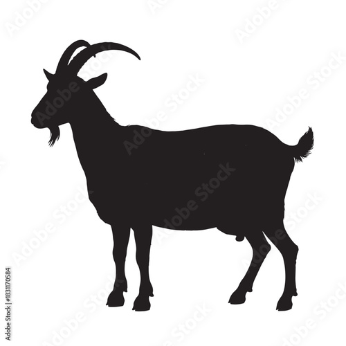 Silhouette of a goat vector illustration of a farm animal isolated on white background