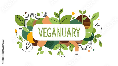 Embrace Veganuary with this vibrant and modern design promoting plant-based living, perfect for healthy lifestyle campaigns and eco-friendly initiatives to inspire positive change