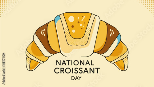 Celebrate National Croissant Day with this delightful pastry illustration that brings a smile, perfect for social media promotions, bakery ads, and joyful food-themed content