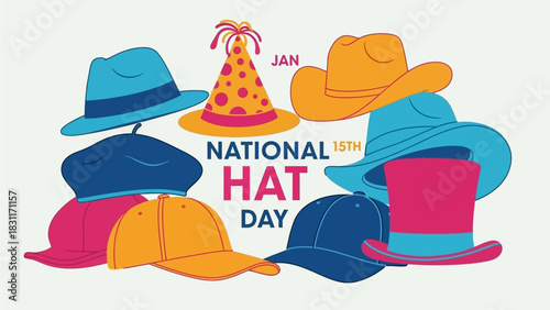 Celebrate National Hat Day on January 15th with a fun and colorful collection of stylish hats for every occasion, perfect for fashion blogs and festive promotions