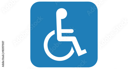 Accessible door symbol for signage with disabled person in wheelchair. Accessible door symbol features clear design elements