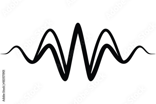 Black sound wave pulse shows the fluctuation in a minimalist abstract form