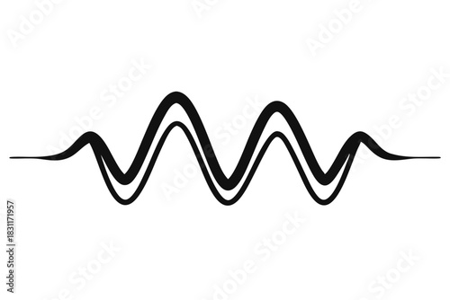 Waveform audio signal shows black double undulating lines on a plain white background
