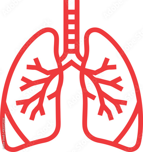 Icon of Healthy Lungs Drawn with Thick Outline