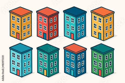 Colorful geometric building pattern for urban design projects