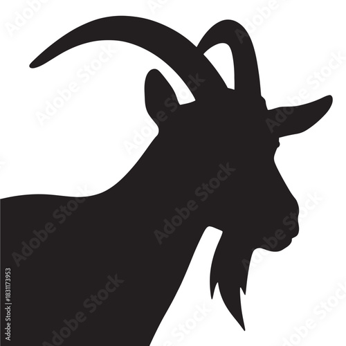 Silhouette of a goat head a simple vector illustration isolated on white background
