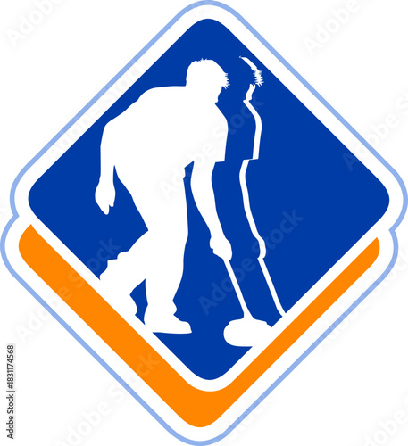 Modern curling art emblem design