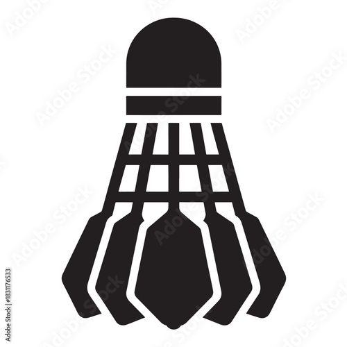 Black shuttlecock icon simple flat vector glyph for badminton sport isolated on white background