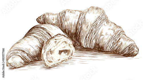 Delicious Croissants Illustration - Gourmet Pastry with Stylish Design
