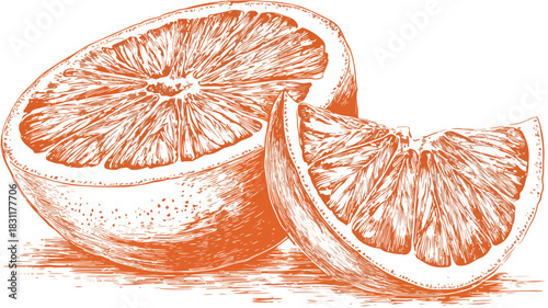 Vibrant Grapefruit Illustration with Text Overlay - Fresh and Citrusy Food Design