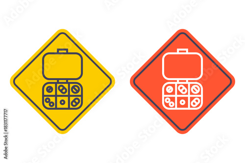 Pill box icon for daily use. Flat vector illustration.