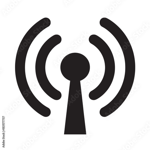 Black antenna signal icon simple flat vector illustration isolated on white background for web and mobile use