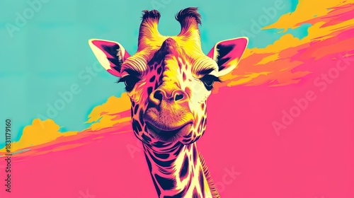 Illustration of a giraffe on a bright background