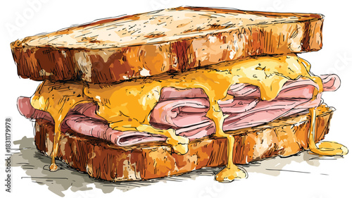 Delicious Sandwich with Cheese and Onions Vector Illustration for Food Lovers