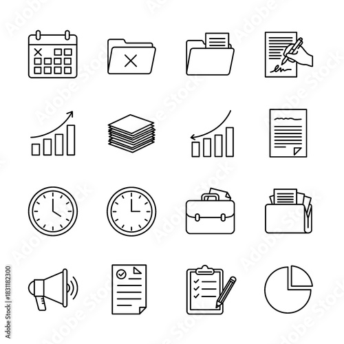 modern linear business and office icon set