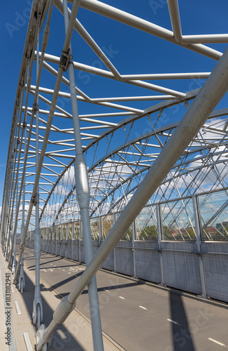 tubular structure of a pedestrian bridge