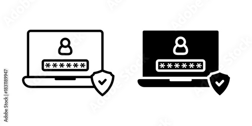 Secure Login icon set. The icon represents computer security, data protection, and privacy. vector illustration on white background.