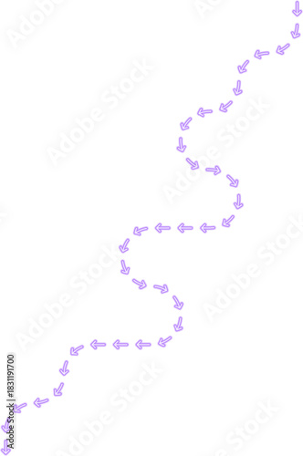 Arrow line moves irregularly through squared wave bends forming a fluctuating neon directional contour.