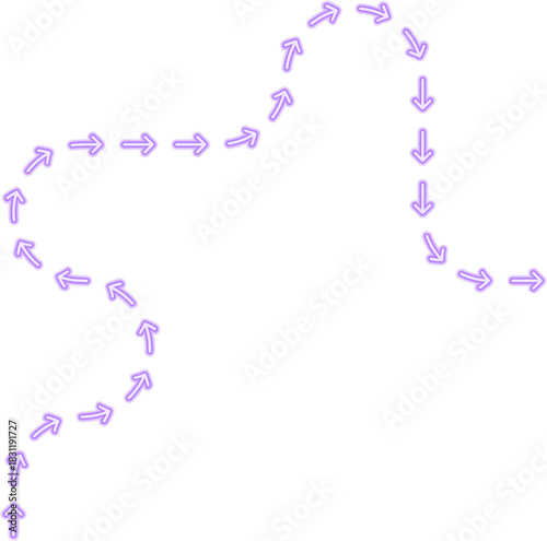 Arrow line follows a sleek route featuring a single squared wave forming a clean neon directional contour.