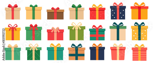 christmas gift box set illustration