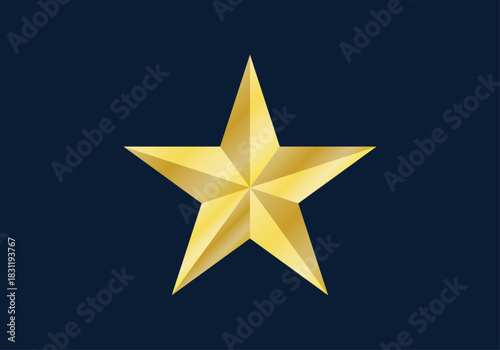 Estrella dorada brillante de cinco puntas con efecto metálico sobre un fondo azul oscuro