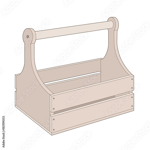 Vector illustration of a wooden tool caddy isolated on a white background. Perfect for designs related to DIY, home improvement, and craftsmanship.