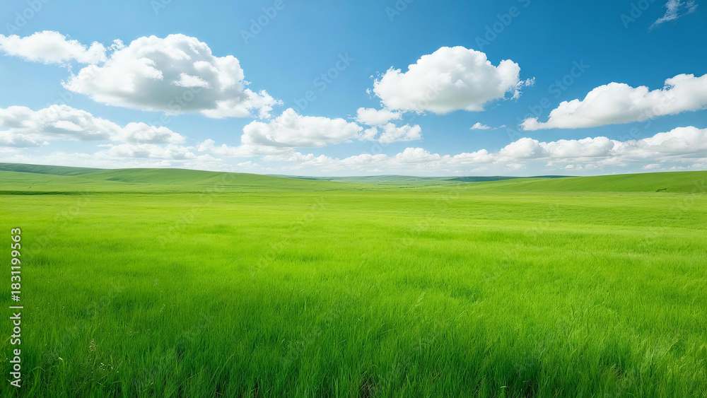 Obraz premium Bright Green grass with Clouds