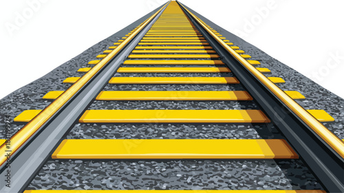 Cartoon Train Track Yellow Line Bottom