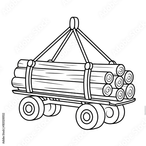 Log carrier coloring page line art