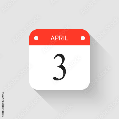 Vector icon page day calendar - 3 April month