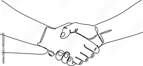 Simple Handshake Line Art Illustration