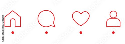 Like, Repost, comment share save vector icon set. Site navigation symbol. Social media web linear sign