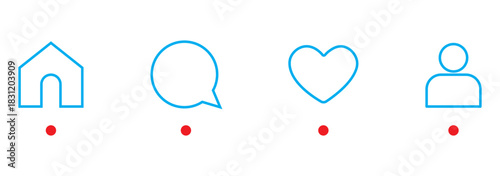 Instagram social media like comment share save icon collection in line style. Set of social network user interface button icons on white background. Vector illustration