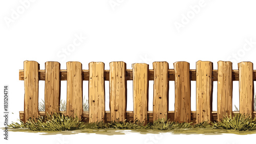 Rustic Wooden Fence Panel with Textured Surface - Vector Illustration