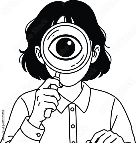 Investigation Concept With Magnifying Glass And Eye Detail