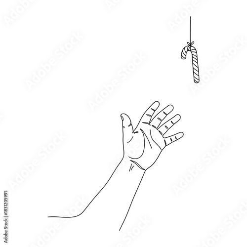 Hand Reaching for Candy Cane